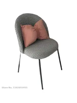 Šiuolaikinės miegamasis houndstooth stalas, kompiuterio kėdė, ju raudona ėriukų aksomo makiažo kėdė šviesos prabanga atlošas valgomojo kėdė manikiūro