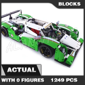 1249pcs 2in1 Techninės 24 Valandų Automobilių Lenktynių Žalia VISUREIGIS Lenktynininkas Išsamios V8 Variklis 20003 Kūrimo Bloką, Žaislai Suderinama Vaikai Mūrinis