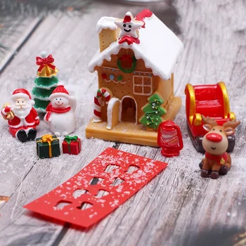 Mini Dekoratyvinis Aksesuaras Sniego Durų Modelį Kalėdų Papuošalai Miniatiūriniai Modeliai Namų Derva Medžio 