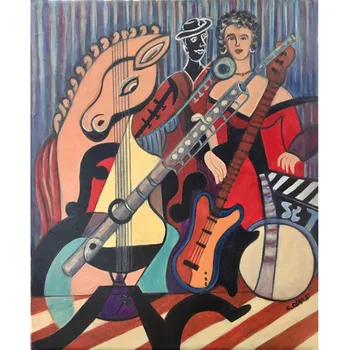 Šiuolaikinio meno paveikslų, sienų dekoras Rankomis dažyti Džiazo sesijos Catherine Clare Muzikos Aliejaus Tapybai Aukštos kokybės reprodukcijos