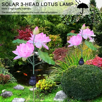 2 Pakuočių Lotus Kraštovaizdžio Žibintai IP65 Vandeniui atspari Saulės Dekoratyvinis Sodo Žiburiai, Realūs su 3 Gėlių Išorės Apdaila