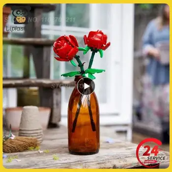 1~5VNT Kūrimo Bloką Puokštė 3D Modelį Žaislas Vazoninių Augalų Saulėgrąžų, Rožių Gėlių Surinkimas Plytų Mergina Kūrybos odinas Vaikas