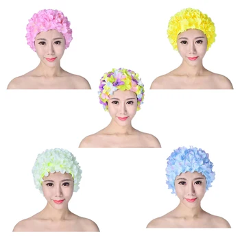 3D Gėlių Plaukimo Kepuraitė Kvėpuojantis, Vandens Sporto Skrybėlę Minkštas Ilgi Plaukai Plaukimo Vonia Bžūp Ausų Apsaugos Patogi Moterims
