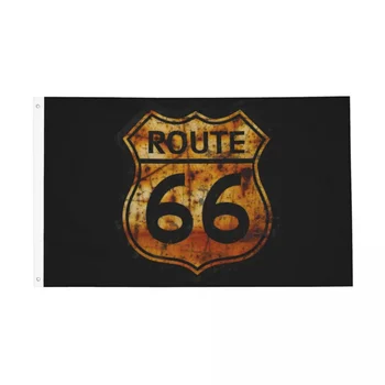 Route 66 Motinos Kelių rūdžių spalvos Ženklas, Vėliava, Lauko Reklama 2 Grommets Apdailos Dvipusis 60x90 90x150cm Vėliavas