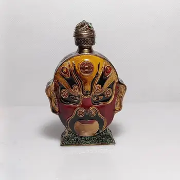 Antikvariniai įvairūs amatai, antikvariniai Tibeto sidabro apdaila, veido kaukė, uostomasis tabakas butelis, uostomasis tabakas butelis