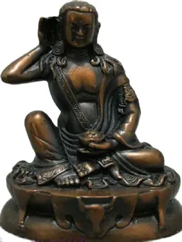 12 CM Tibetas Tibeto Budistų Bronzos Milarepa Arhat Buda Važinėti Elnių Galvos Statula Rinkinys