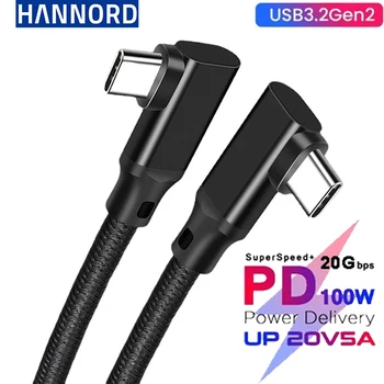 Hannord USB 3.2 20Gbps USB-C USB-C Duomenų Kabelį, Tipas C 4K Vaizdo 100W PD Mokestis Pintas Vielos Dvigubas Vyrų Tipas-C Duomenų Kabelis