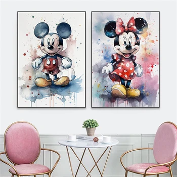 Disney Mickey Mouse Plakatas Darželio Dekoro Akvarelė Spausdinti Minnie Mouse Drobės Tapybos Ančiukas Donaldas Nuotrauką Namų Sienų Apdaila