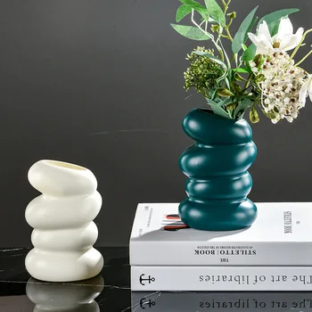 Plastikinė spiralė vaza kūrybos gėlių kompozicijų bako apdailos šlapias-sausas vaza imitacija glazūra imitacija porceliano vazonas
