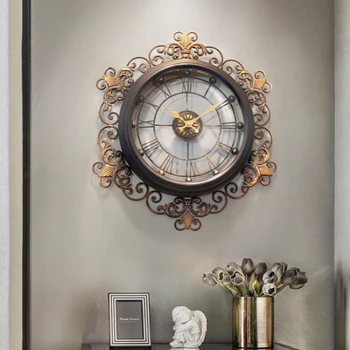 Amerikos meno mados namų silent retro sieninis laikrodis kambarį laikrodis Europos lengvųjų prabangus laikrodis geležies sieninis laikrodis