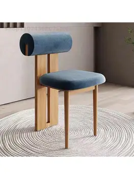 Wabi-sabi stiliaus medžio masyvo audinio valgomojo kėdė Šiaurės Japonijos makiažo kėdė homestay dizaineris asmenybės kūrybiškas laisvalaikio kėdė