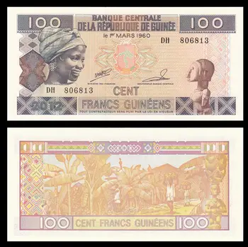 Originalus Gvinėja 100 Frankų, Senus Popierinius Pinigus Banknotus UNC Kolekcionuojamų Ne Valiuta
