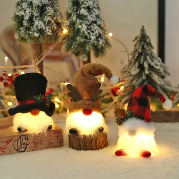 Linksmų Kalėdų Beveidis Lėlės LED Šviesos Gnome Lempos Pliušinis Elf Santa Claus Papuošalas Pakabukas Namuose, naujieji Metai, Kalėdiniai Papuošalai