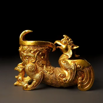 LAOJUNLU Branginama Paauksuota Bronza Medžiaga Han Dinastijos Aukso Jue Vyno taurė Tradicinę Kinų Stiliaus Antikvariniai daiktai, Dailės Amatų Dovanos