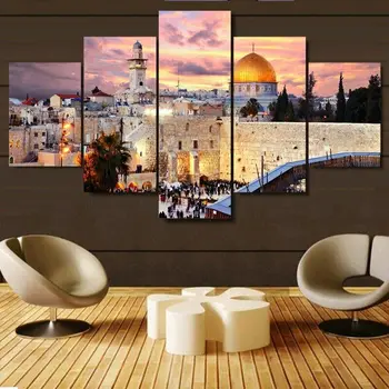 Jeruzalės Saulėlydžio Peizažas drobė Sienos paveiksl Namų Dekoro 5 Skydelis HD Spausdinti Nuotraukas Plakatas Nr. Įrėminti Kambario Dekoro Paveikslai