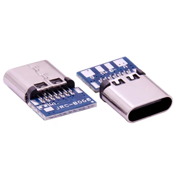 1/5/10VNT Micro USB 2.0 Type C Jungtis 14 Pin Female Lizdas Talpykla Per Skyles PCB 180 Vertikalus Skydas USB