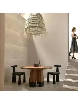 Wabi-sabi makiažas išmatose Dizaineris atgal kėdė Padažu kėdė, italijos valgomasis kėdės, Modernaus minimalistinio ėriukų aksomo makiažo kėdė