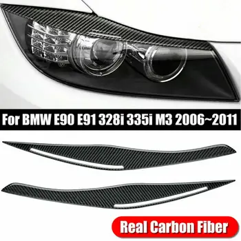 BMW 3 Serijos E90 Modifikuotų Antakių Lipdukai 320i 323i 325 330i Anglies Pluošto Antakių Dekoratyvinės Juostelės Automobilio Eksterjero 2006-2012
