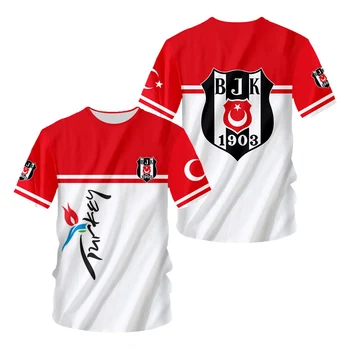 Besiktas Jersey 3d Harajuku Turkijos Futbolo Marškinėlius Vasaros Y2k Skaitmeninis Atspausdintas Stambulo Negabaritinių Mados Atsitiktinis moteriški marškinėliai
