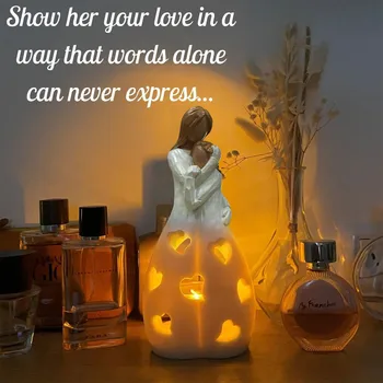 Motinos Diena Dovana Žvakidė Dervos Dekoratyvinis Statula su LED Žvakė Vidaus Apdaila, Birių Ornamentu