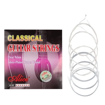 1 Pack Klasikinės Gitaros Stygos Alice String A107-N Clear Nailono Core Sidabro Padengtą Vario Lydinio Žaizdos Normalus Įtampą