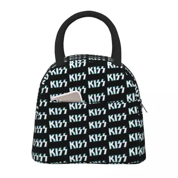 Mėlyna Kiss Grupės Logotipas Pietūs Maišą Merginų Roko Grupė Priešpiečių Dėžutė Kawaii Picnic Cooler Bag Patogioje Oksfordas Šilumos Pietūs Krepšiai