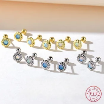 925 Sterlingas Sidabro Imitacija Opal Geometrinis Miniatiūriniai Auskarai Moterims, Merginos Gimtadienio Fine Jewelry