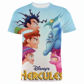 Disney Cartoon Animacinis Hercules Berniukų, Mergaičių ir Vaikų marškinėliai Mados Vasaros 3D Atspausdintas Trumpas Rankovės Viršuje Atostogų Dovanų Drabužiai