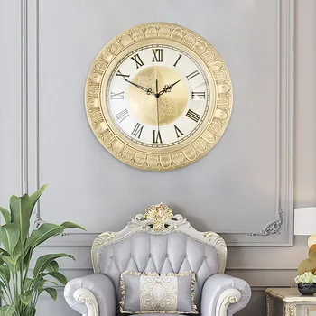 Europos stiliaus kambarį laikrodžiai Amerikos apdaila mados kūrybos villa didelis apvalus laikrodis išjungti sienos montuojamas metalo laikrodis