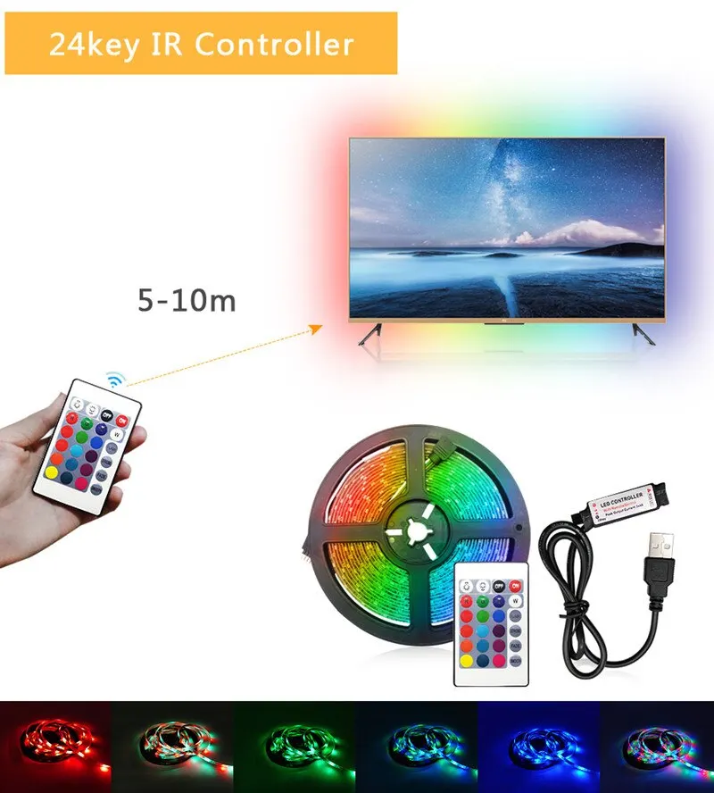 RGB Led Šviesos Juostelės USB SMD2835 Šviesa Juostelės LED Juostelių Neoninės Šviesos Lanksti Led Juosta Juostelę Kambario, Miegamojo Puošimas TV Backlig