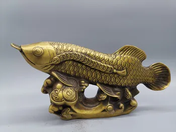 Aukso Kinų Feng Shui Budos Statula Žuvų Statula Ranka Raižyti Skulptūra Gyvūnų Amatų Vario Žuvų Namų Dekoro Priedai