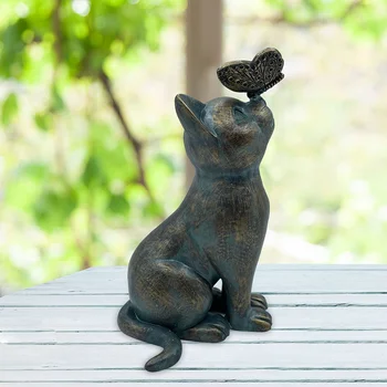 Kačių Žaisti Drugelis Statula Dervos Vertus, Tapybos Kūrinys Gyvūnų Figūrėlės Dovana, Namų Biuro Apdailos