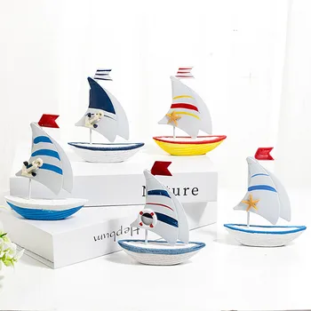 Viduržemio jūros regiono Stiliaus Burlaivis Medinis Modelis Skulptūra Namų Dekoro Šiaurės Kambarį Lentynoje Figūrėlės Meno Estetika Mini valtis