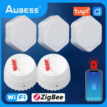 AUBESS ZigBee/WiFi Vandens Nuotėkio Detektorių Per Tuya Smart Gyvenimo App Realaus Laiko Stebėjimo, Protingo Namo Apsaugos Signalizacijos Sistema