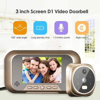 Smart Doorbell Kamera, LCD Ekranas, Elektroninė Naktinis Matymas, Judesio Aptikimas Akutė Vaizdo Home Security Digital Viewer Durų Varpelis