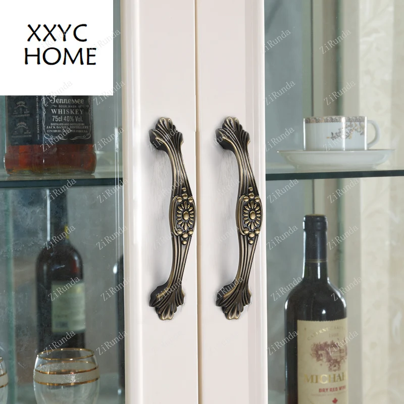 Kabineto durų rankena Europos stiliaus spintos šiuolaikinių minimalistinių drabužių spinta, stalčius techninės įrangos antikvariniai bronzos durų rankena