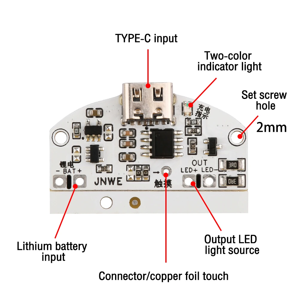 Tipas-C stalo lempa plokštės USB įkrovimo trys pavarų tolygus reguliavimas led touch mažas naktį lempų valdymo modulis